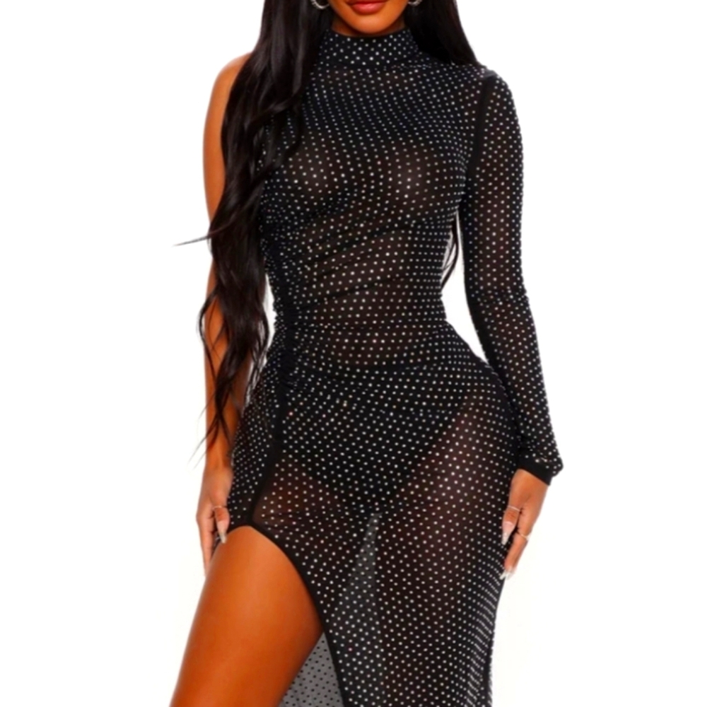 Fashion Nova Winnie Embellished Midi Dress